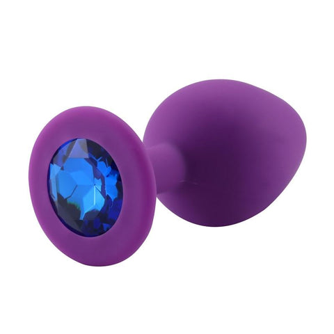 Violette Silikon Analplug blaue Diamant