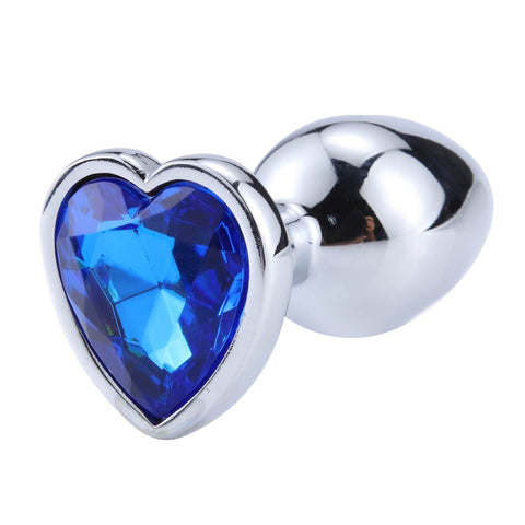 Analplug Diamant Metall blaues Herz