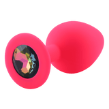 Rosa Silikon Analplug Regenbogen Diamant