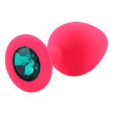 Rosa Silikon Analplug Smaragd Diamant