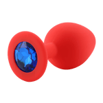 Rote Silikon Analplug blaue Diamant
