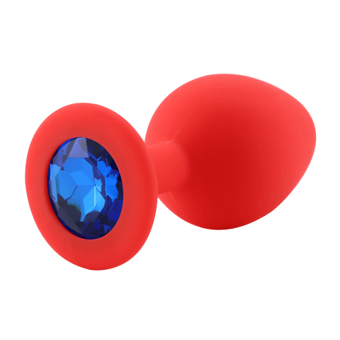Rote Silikon Analplug blaue Diamant