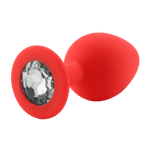 Rote Silikon Analplug Kristall Diamant