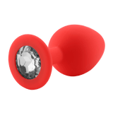 Rote Silikon Analplug Kristall Diamant