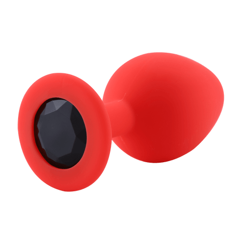 Rote Silikon Analplug schwarze Diamant