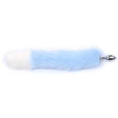 Blau weißer Katzenschwanz Analplug