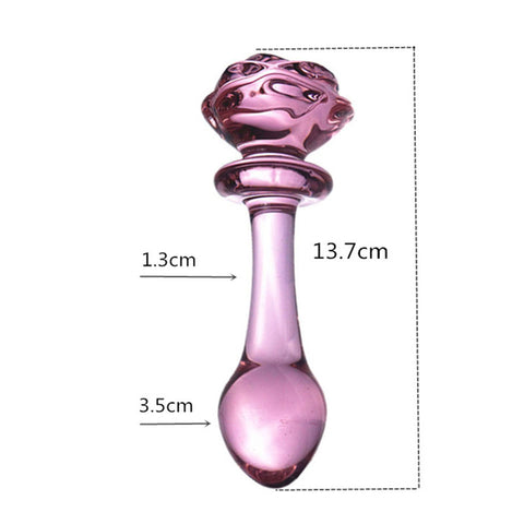 Analplug gewellt rosa Glas size