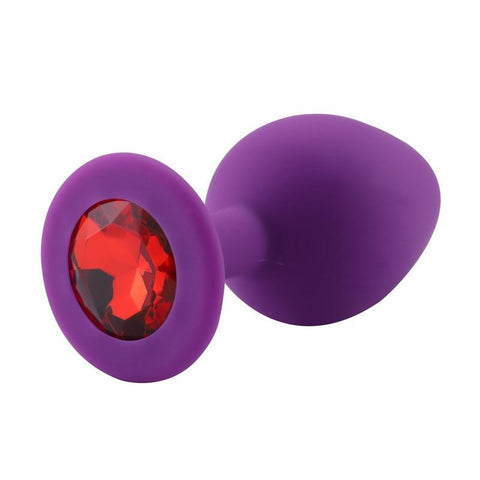 Violette Silikon Analplug rote Diamant