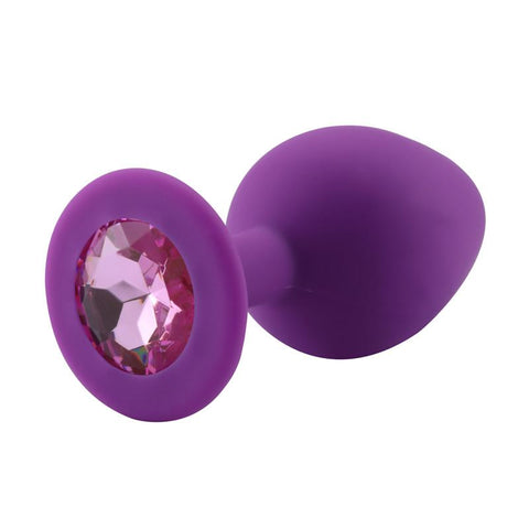 Violette Silikon Analplug bonbonrosa Diamant
