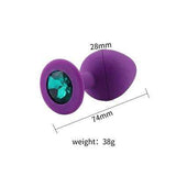 Violette Silikon Analplug grüner Diamant size