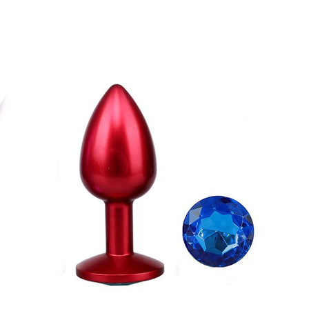 Analplug aus rotes Metall blaue Diamant