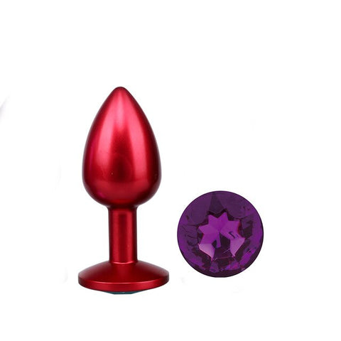 Analplug aus rotes Metall violette Diamant